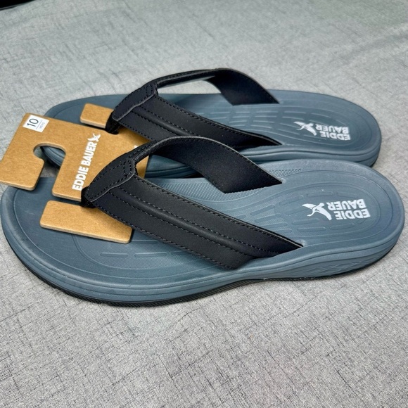 Mens Break Point 2 Flip Flops Black Sandals Comfy Walking Summer 9 10 11 NWT